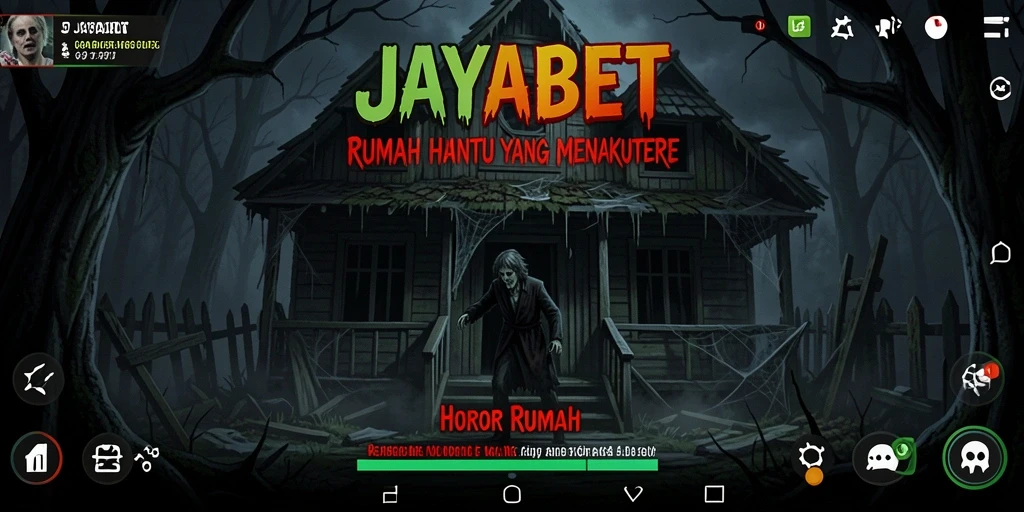Tampilan antarmuka <strong>JAYABET</strong> yang menegangkan dalam pengaturan Horor Rumah.