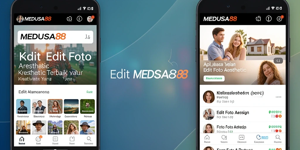 Antarmuka pengguna MEDUSA88 yang menarik untuk Edit Foto Aesthetic.